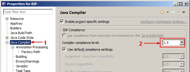 Eclipse Java Compiler Compliance Level
