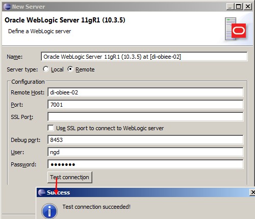 Eclipse New Server Define Weblogic Server