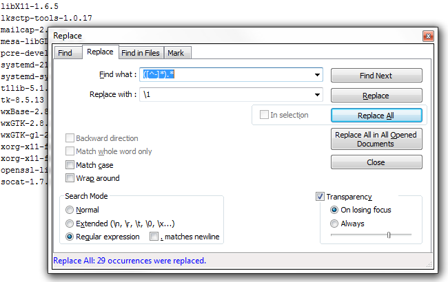 Notepad Regular Expression Replace Examples