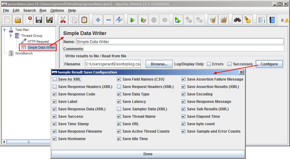 Jmeter Simple Data Writer