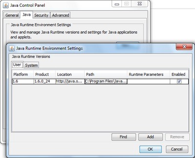 Java Control Panel