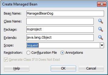 Jdeveloper Create Managed Bean