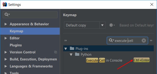 Idea Python Cell Execute Keymap