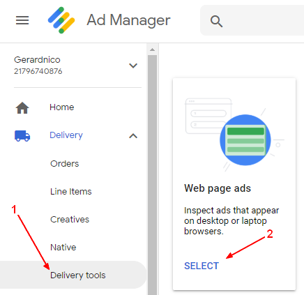 Ad Manager Delivery Tool Webpage Ad