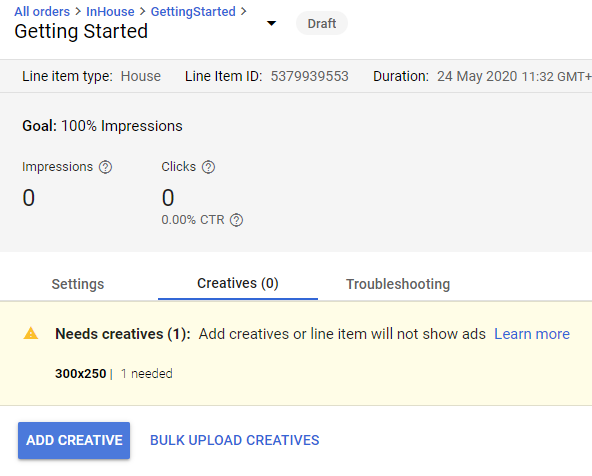 Admanager Line Item Creatives Getting Started