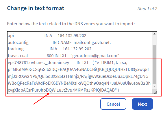 Dkim Record Text Format Ovh Dns Zone