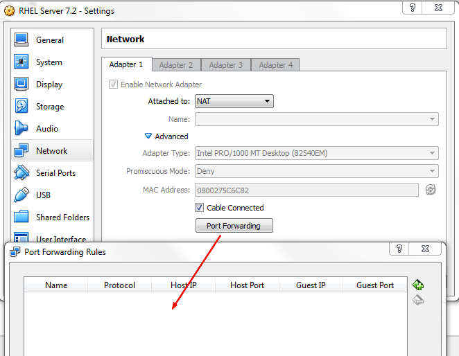 Virtual Box Port Forwarding