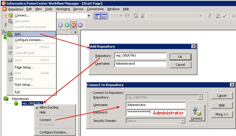Obia Informatica Workflow Manager Connection