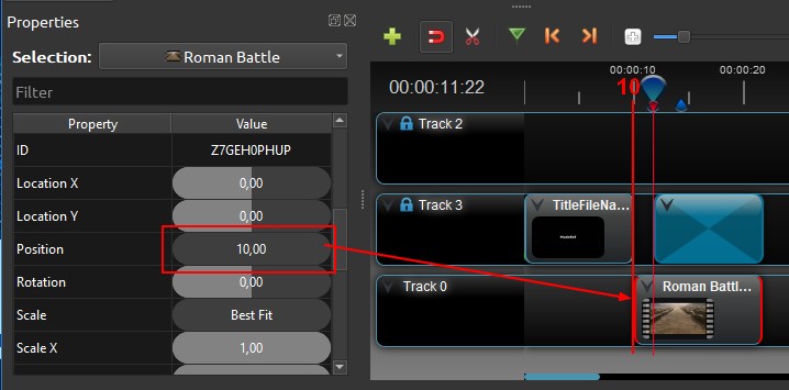 Openshot Clip Position