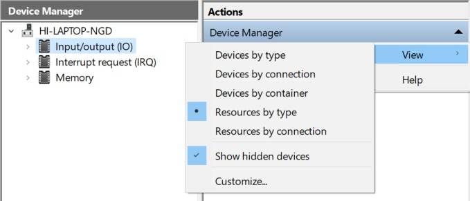 Device Manager Resources By Type