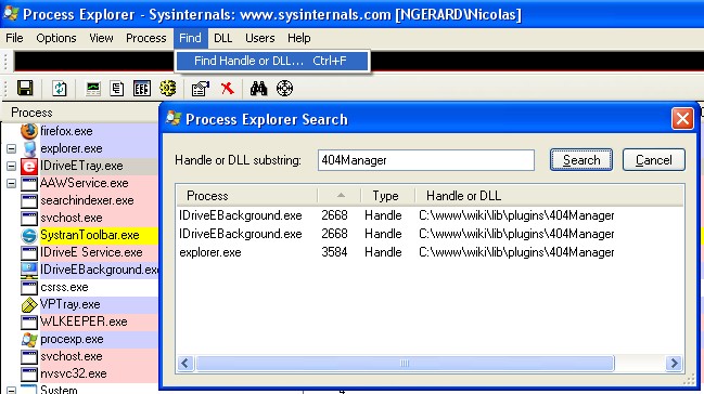 Process Explorer Find Handle Or Dll