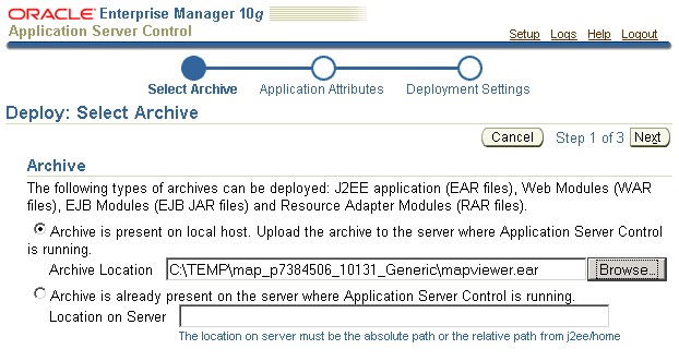 Mapviewer Oas Deploy Select Archive