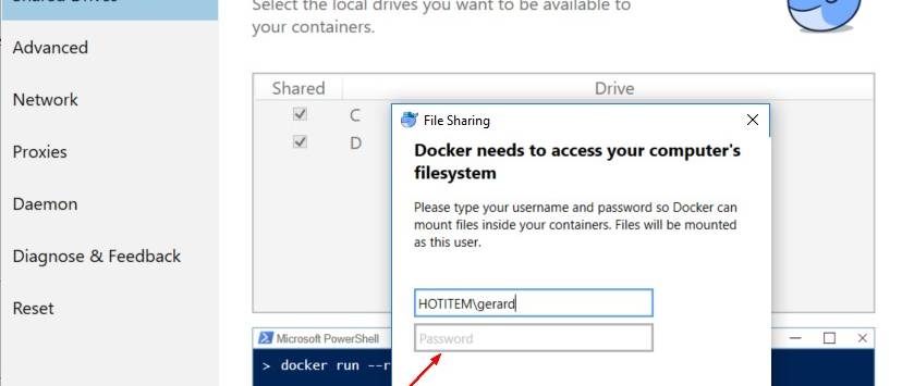Docker Shared Drive New Credentials