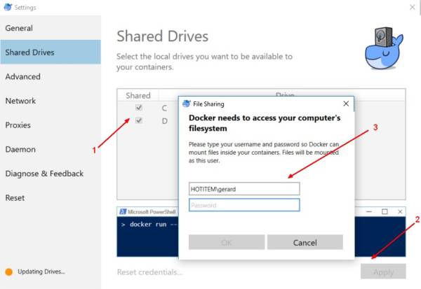 Docker Windows 10 Shared Drive