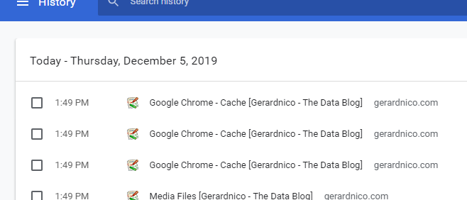 Chrome History Cache