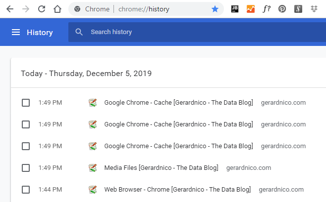 Chrome History Cache