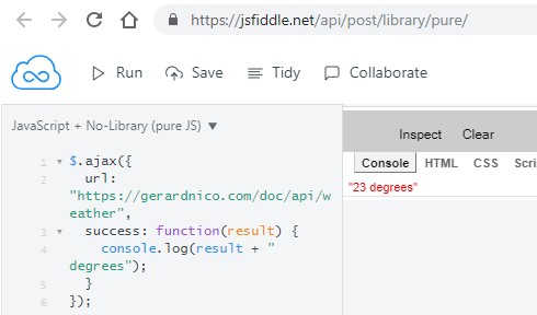 Cors Request Output On Jsfiddle