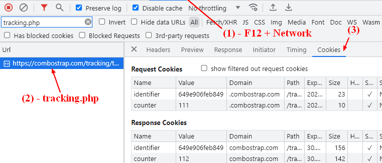 Devtool Tracking Cookie Identifier Counter