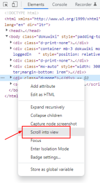 Scroll Into View Devtool Chrome
